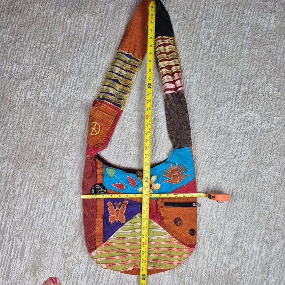 Rising International Patchwork Distressed Tye Die Multi Color Large Hobo Bag - Picture 12 of 16